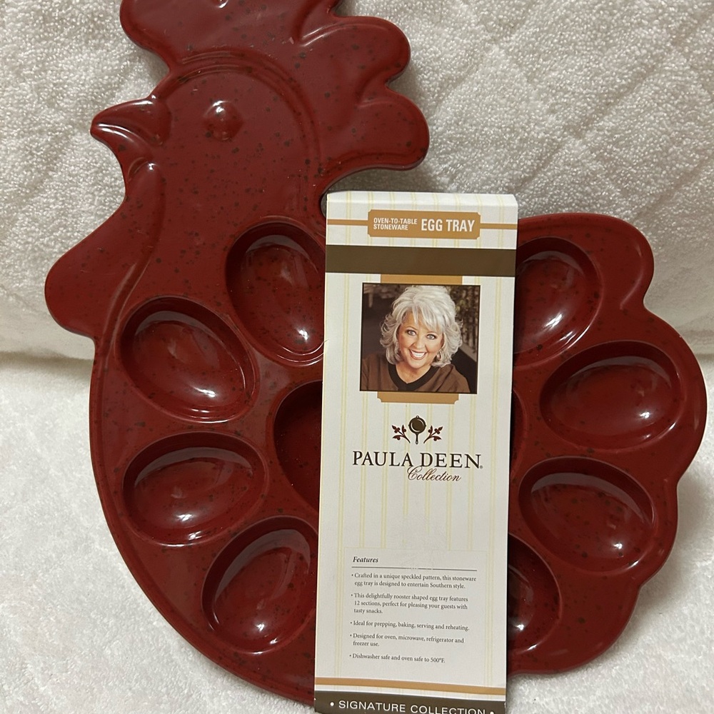 Paula Deen Signature Collection Oven-to-Table Red Rooster Egg Tray   NWT
